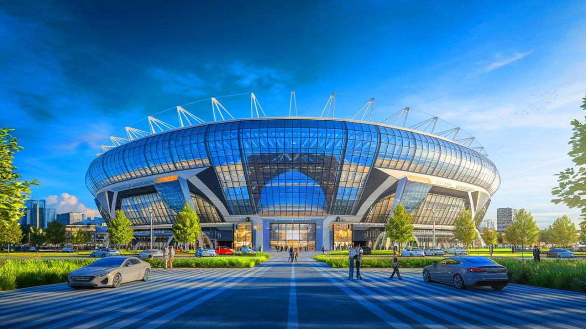 Illustration de la possible implantation du futur stade du PSG à Massy (création par IA, illustration non réaliste). Crédit : Ideogram.