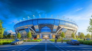 Illustration de la possible implantation du futur stade du PSG à Massy (création par IA, illustration non réaliste). Crédit : Ideogram.
