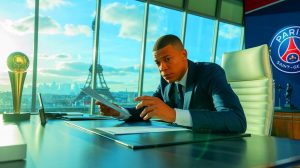 Illustration de la bataille juridique entre le Paris Saint-Germain et Kylian Mbappé concernant des litiges financiers. Image réalisée par IA.