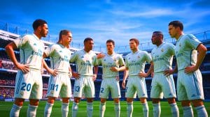 Illustration de sept joueurs du Real Madrid potentiellement sur le départ lors du mercato estival (création par IA, non réaliste). Crédit : Ideogram