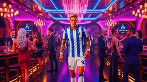 Illustration de Kylian Mbappé lors d'une soirée organisée par une conciergerie de luxe en Suède (création par IA, non réaliste). Crédit : Ideogram