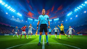 Illustration de la rémunération des arbitres dans les différents championnats européens (création par IA, non réaliste). Crédit : Ideogram