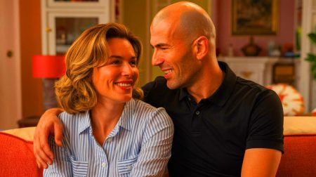 Illustration de Zinédine Zidane et Véronique incarnant leur complicité et leur rôle dans la réussite familiale. Image réalisée par IA.