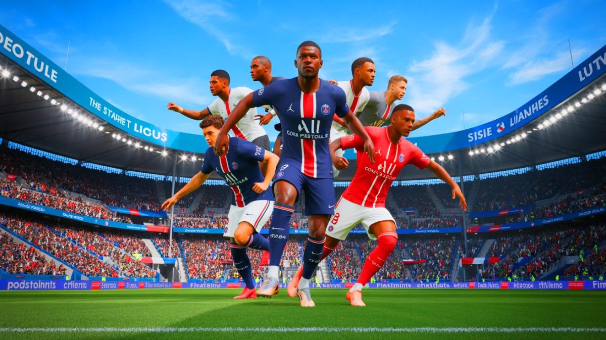 Illustration des écarts salariaux des joueurs de Ligue 1, avec le PSG en tête (création par IA, non réaliste). Crédit : Ideogram