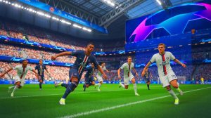 Illustration de la finale de la Ligue des Champions entre le Paris Saint-Germain et l'Inter Milan. Image réalisée par IA.