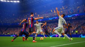 Illustration de la demi-finale entre le FC Barcelone et l'Inter Milan en Ligue des Champions (création par IA, illustration non réaliste).