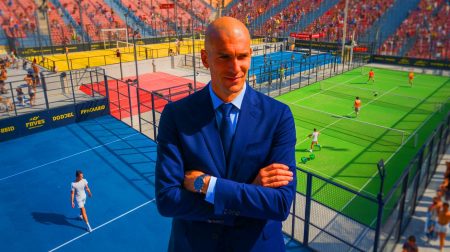 Illustration de Zinedine Zidane de retour à Madrid avec un projet sportif innovant. Image réalisée par IA.