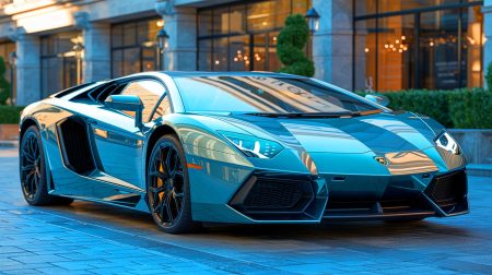 Illustration de la Lamborghini Aventador LP700-4 de Karim Benzema. Image réalisée par IA.