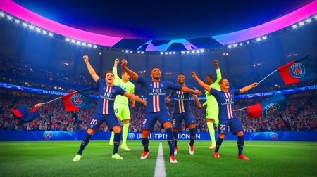 Illustration de l'entraîneur Luis Enrique célébrant une victoire du PSG en Ligue des Champions (création par IA, non réaliste). Crédit : Ideogram