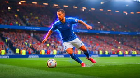 Illustration de la célébration du dribble avec Eden Hazard en Ligue 1. Image réalisée par IA.