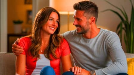 Illustration de Olivier Giroud et sa femme Jennifer lors d'un moment de soutien mutuel. Image réalisée par IA.
