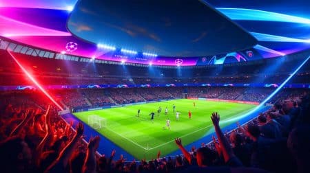 Illustration de la victoire du PSG contre Arsenal, marquant leur qualification pour la finale de la Ligue des champions (création par IA, non réaliste). Crédit : Ideogram