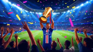 Illustration de la quête du PSG pour des revenus records en Ligue des champions (création par IA, non réaliste). Crédit : Ideogram