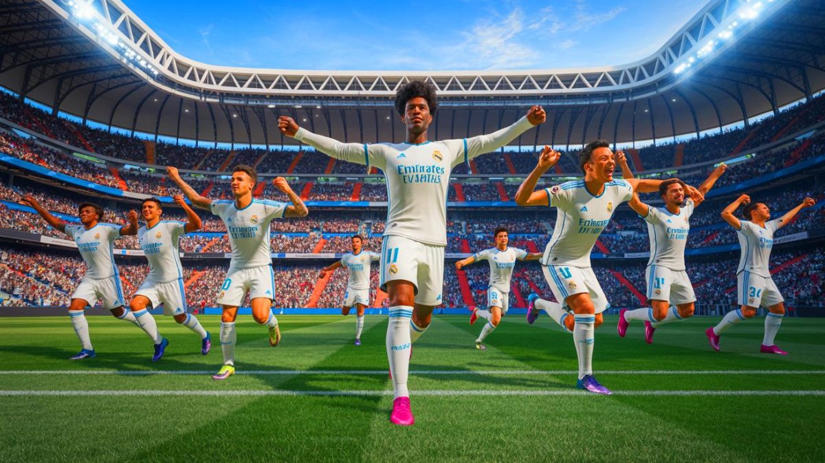 Illustration de l'équipe du Real Madrid avec ses nouvelles recrues pour la saison prochaine. Image réalisée par IA.