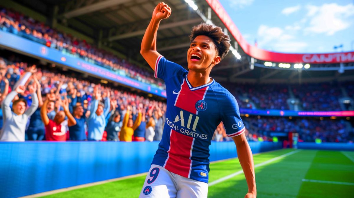 Illustration de la prolongation de contrat de Désiré Doué au PSG avec une revalorisation salariale. Image réalisée par IA.