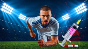 Illustration de la lutte contre le dopage dans le football. Image réalisée par IA.