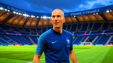 Illustration de Zinédine Zidane exprimant son rêve de devenir sélectionneur de l'équipe de France. Image réalisée par IA.