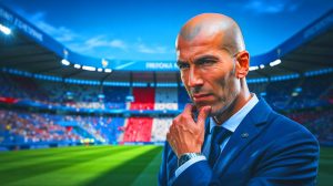 Illustration de Zinédine Zidane en tant que potentiel futur sélectionneur de l'équipe de France. Image réalisée par IA.