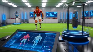 Illustration de la gélule connectée BodyCap mesurant la température interne des footballeurs. Image réalisée par IA.