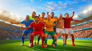 Illustration de célébrations de but créatives et mémorables dans le football. Image réalisée par IA.