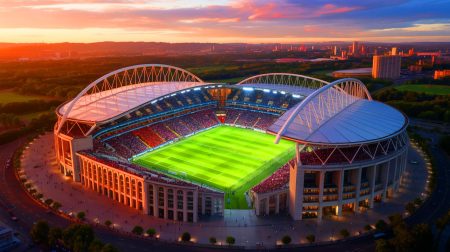 Illustration de stades de football monumentaux à travers le monde. Image réalisée par IA.