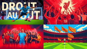 Illustration de slogans emblématiques de clubs de football et leur signification. Image réalisée par IA.