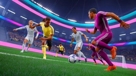 Illustration de l'univers immersif et innovant du jeu Rematch par le studio Sloclap. Image réalisée par IA.