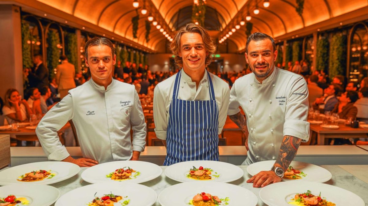 « Griezmann se met à la cuisine » : avec Llorente et le chef Roncero, il ouvre Rhudo, un restaurant déjà pris d’assaut à Madrid Illustration de l'ouverture du restaurant Rhudo par Antoine Griezmann, Marcos Llorente et Paco Roncero. Image réalisée par IA.