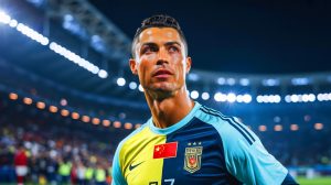 Illustration de l'ambition de la Chine de devenir une superpuissance du football grâce à d'importants investissements. Image réalisée par IA.