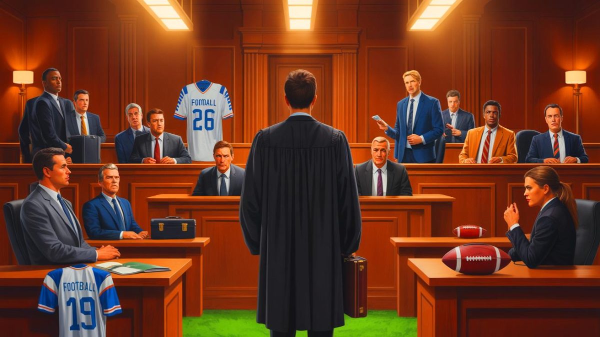 Faux joueurs, millions en jeu : les dessous du procès qui secoue l’OM Illustration de l'affaire judiciaire autour des pratiques illégales des agents de joueurs dans le football français. Image réalisée par IA.