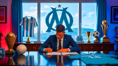 Illustration de Morgan Sanson lors de son transfert à l'Olympique de Marseille. Image réalisée par IA.