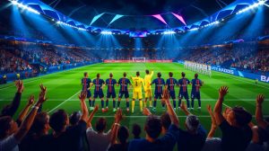 Illustration de la chute du PSG au cinquième rang du classement UEFA. Image réalisée par IA.