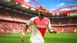 Illustration de Paul Pogba imaginé en tenue de l'AS Monaco. Image réalisée par IA.