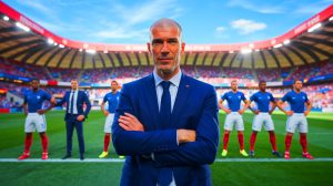 Illustration de Zinedine Zidane pressenti pour succéder à Didier Deschamps à la tête de l'équipe de France. Image réalisée par IA.