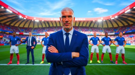 Illustration de Zinedine Zidane pressenti pour succéder à Didier Deschamps à la tête de l'équipe de France. Image réalisée par IA.
