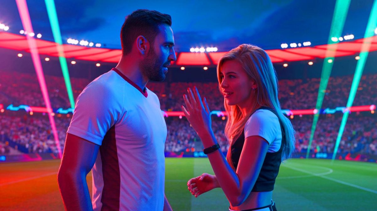 Illustration de la vie amoureuse d'Adil Rami, créée par intelligence artificielle.