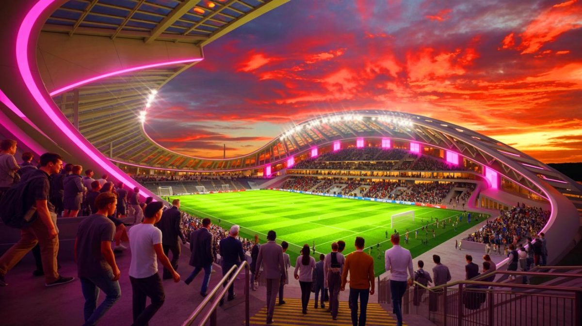 « Ils ont coûté plus cher que des gratte-ciel » : découvrez les 10 stades de football les plus chers du monde et ce qu’ils cachent vraiment Illustration de stades de football modernes et innovants, générée par intelligence artificielle.