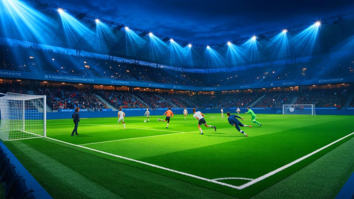 « Ce terrain ne meurt jamais » : le gazon hybride PlayMaster de Tarkett intrigue les experts du football pro Illustration de l'installation du gazon hybride PlayMaster au stade de Tottenham Hotspur, générée par intelligence artificielle.