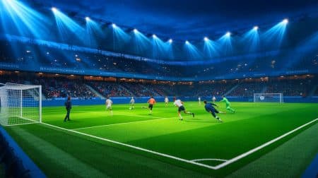Illustration de l'installation du gazon hybride PlayMaster au stade de Tottenham Hotspur, générée par intelligence artificielle.