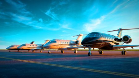 Illustration de jets privés de stars du football, générée par intelligence artificielle.