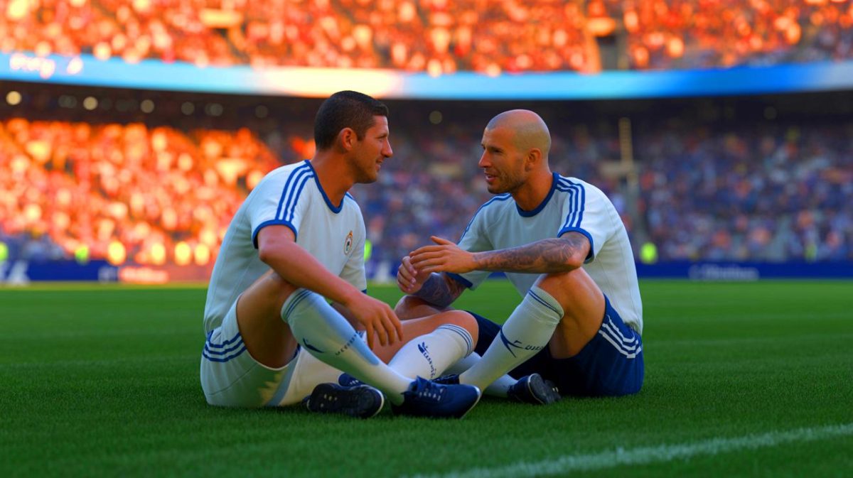 Illustration de la rencontre imaginée entre Marco Materazzi et Zinédine Zidane, générée par intelligence artificielle.