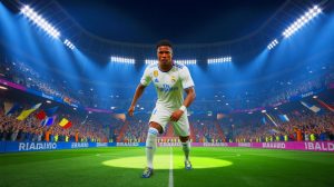 Illustration de l'arrivée potentielle d'Ibrahima Konaté au Real Madrid, générée par intelligence artificielle.