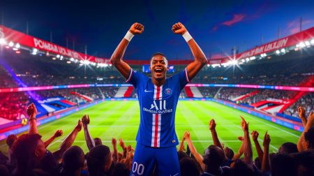 Illustration de l'ascension d'Ousmane Dembélé en tant que leader technique du Paris Saint-Germain, générée par intelligence artificielle.