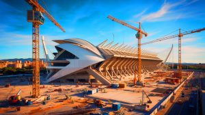 Illustration de la reprise des travaux du Nou Mestalla à Valence, générée par intelligence artificielle.