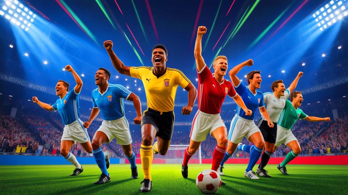 Illustration de clubs de football légendaires célébrant leurs séries d'invincibilité, générée par intelligence artificielle.