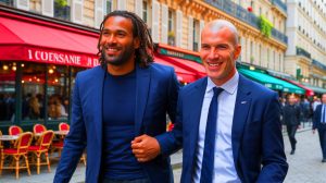 Illustration de Zinédine Zidane pressenti pour succéder à Didier Deschamps à la tête de l'équipe de France, générée par intelligence artificielle.