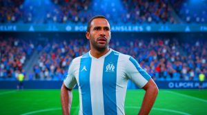 Illustration de Robert Pirès exprimant sa loyauté envers l'Olympique de Marseille, générée par intelligence artificielle.