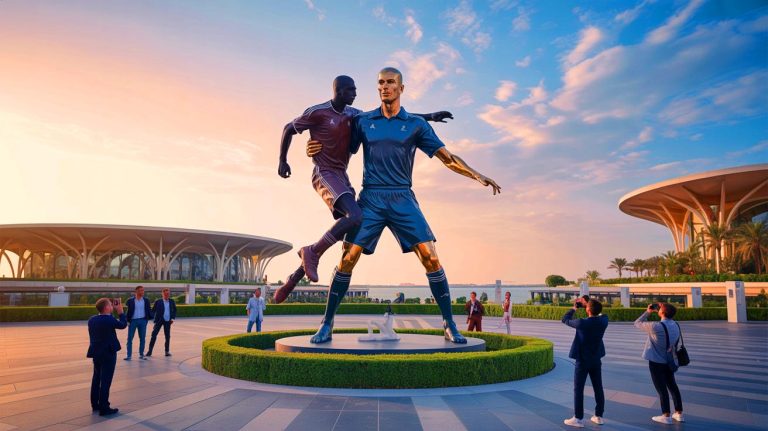 Le Qatar frappe fort avec une statue géante dédiée à Zidane et son coup de tête, un hommage spectaculaire qui électrise la planète football