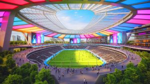 Illustration de la recherche par le PSG d'un nouveau stade inspiré des modèles américains.