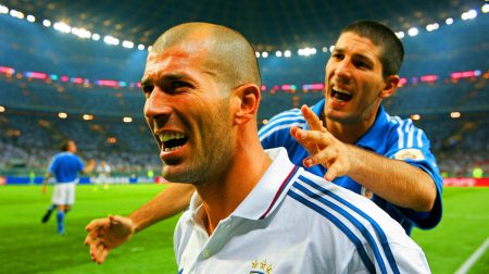 Illustration de Zinédine Zidane lors de la finale de la Coupe du Monde 2006, une création générée par intelligence artificielle.
